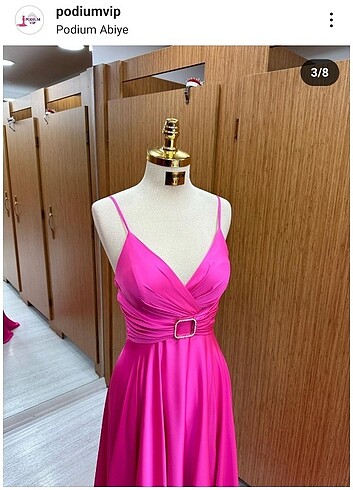 38 Beden pembe Renk Saten pembe abiye elbise