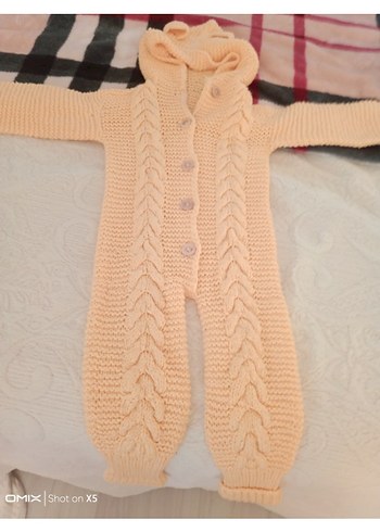 Bebek Örgü Bej Tulum 6 12 ay arası - Görsel 6