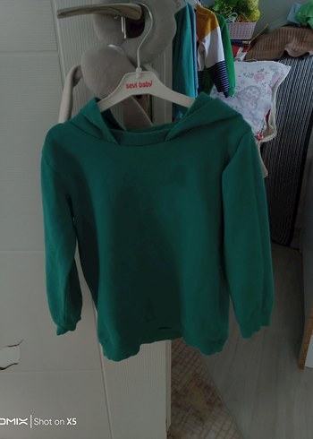 çocuk Turkuaz Kapüşonlu Sweatshirt - Görsel 2
