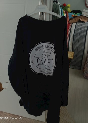 Siyah Baskılı Kadın Sweatshirt - Görsel 4