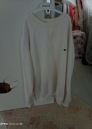 Kadın Beyaz Pamuklu Uzun Kollu Sweatshirt - Görsel 2