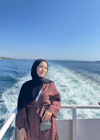 Kahverengi Dökümlü Kadın kimono takımı