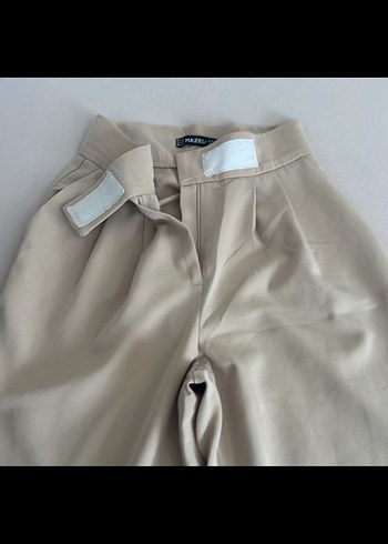 s Beden Bej Regular Fit Keten Kadın Pantolon