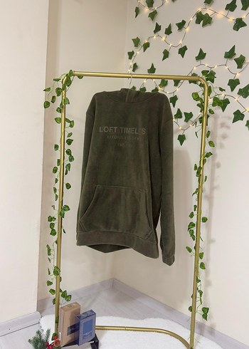 Diğer Haki Polar Kapusonlu Sweatshirt