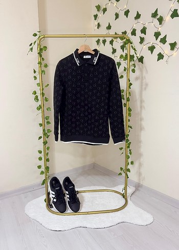Diğer Siklik Ve Rahatlik Siyah Monogramli Polo Kazak