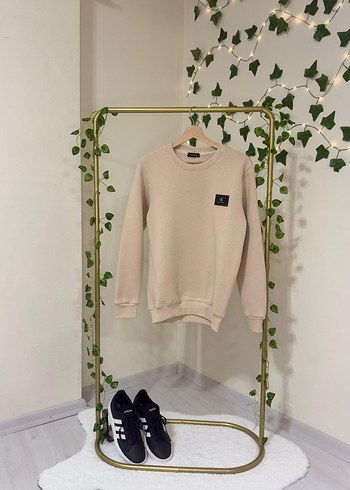 Diğer Bej Bisiklet Yaka Rahat Sweatshirt