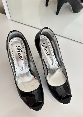 38 Beden siyah Renk Kadın Siyah Rugan Stiletto Topuklu Ayakkabı