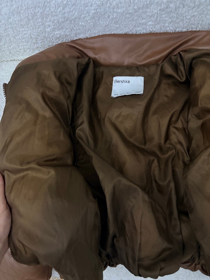 Bershka Kahverengi Deri Kadın  Mont - Görsel 4