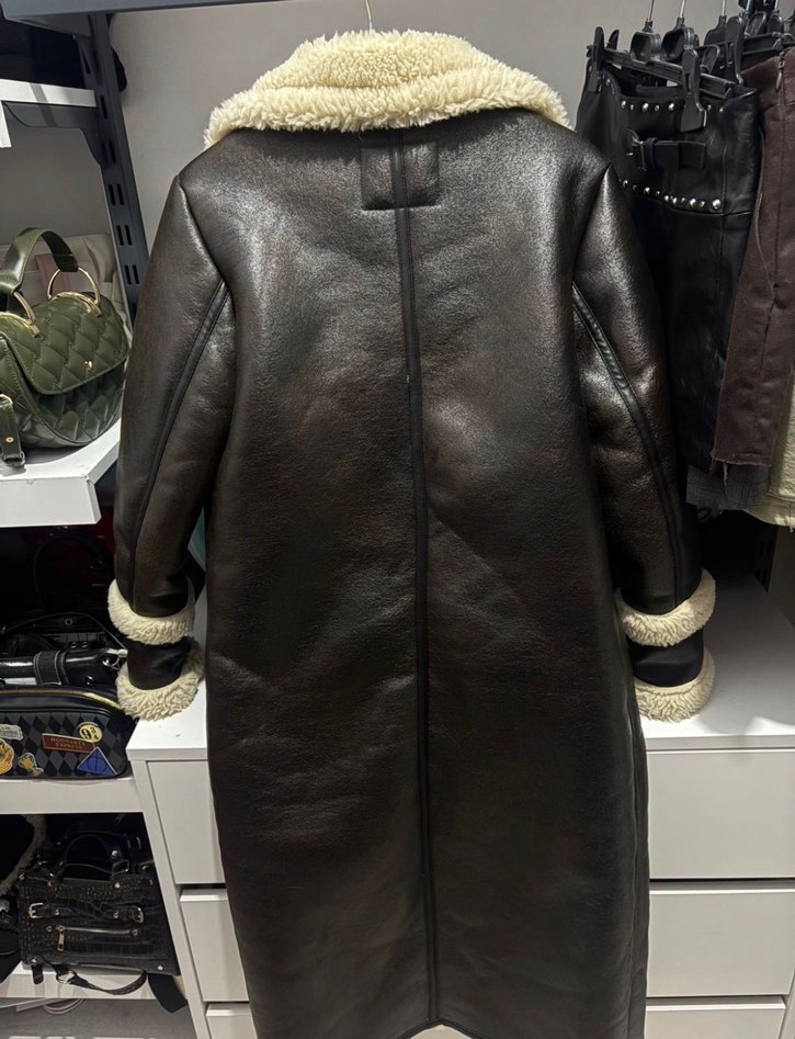 Bershka Kahverengi Kadın Deri Kürklü Biker Kaban - Görsel 3