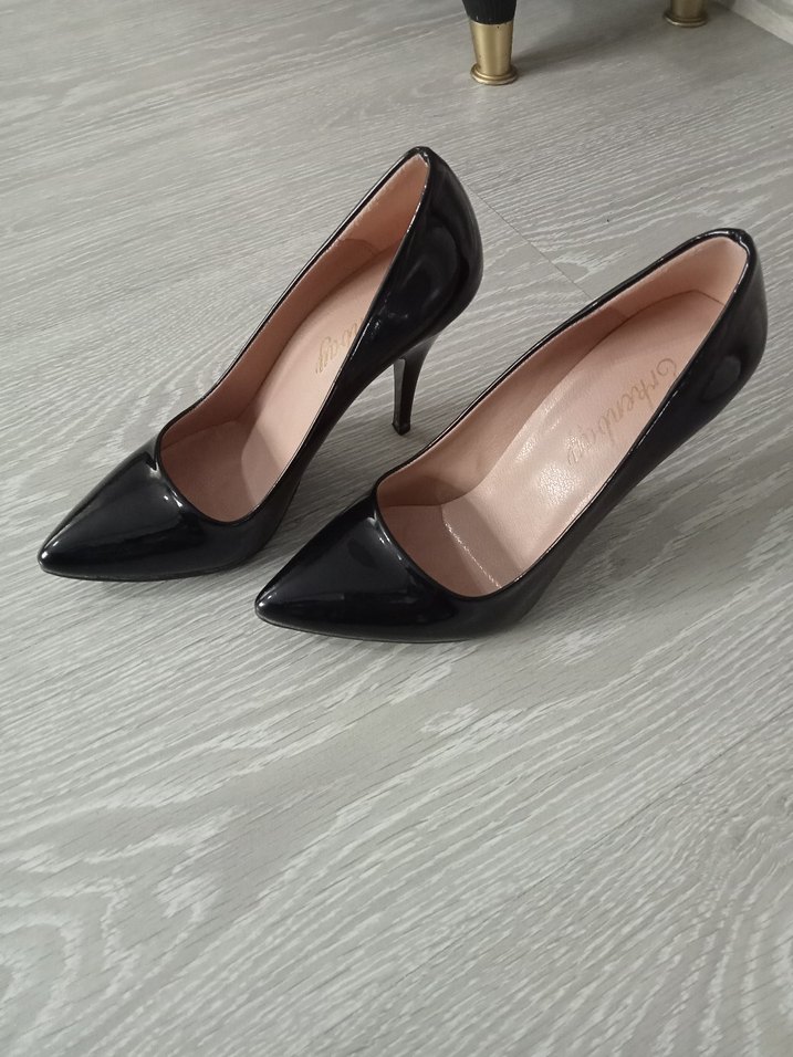 Siyah Rugan Stiletto Kadın Ayakkabı - Görsel 2