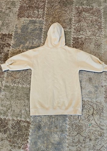 5 Yaş Beden Kız Çocuk Beyaz Kapüşonlu Mickey Baskılı Sweatshirt Elbise