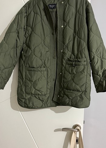 Düğmeli Haki Kadın Midi Mont - Görsel 2