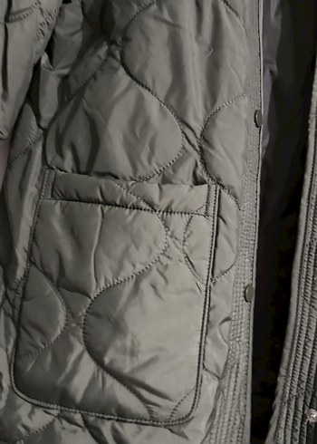 Düğmeli Haki Kadın Midi Mont - Görsel 4