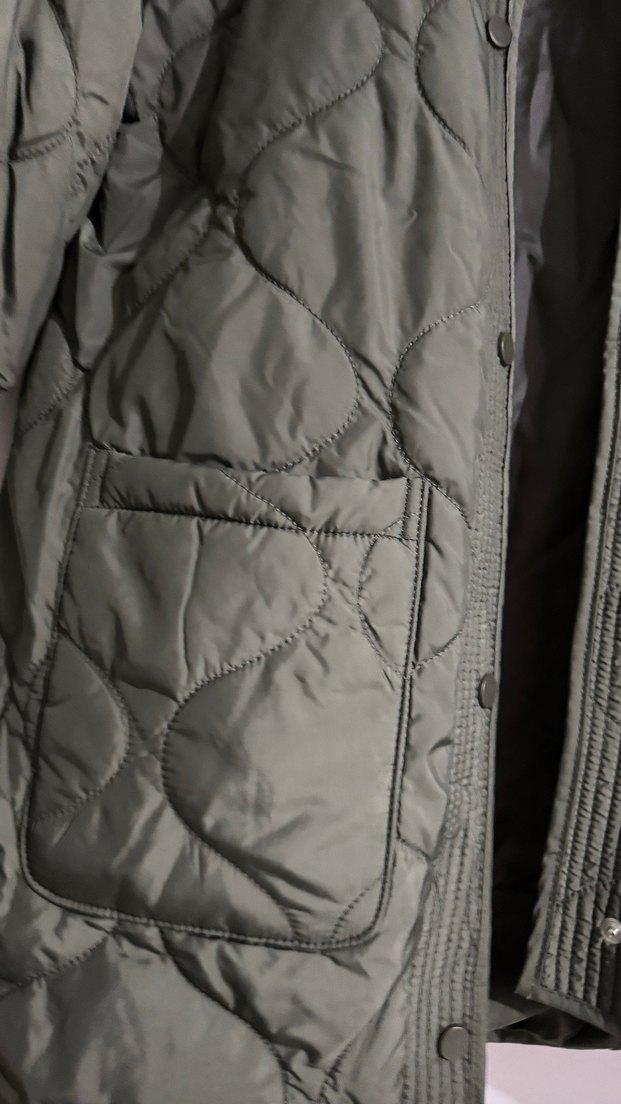 Düğmeli Haki Kadın Midi Mont - Görsel 4