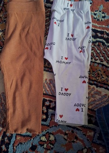 Kız Çocuk Kahverengi ve Baskılı Tayt - Görsel 2