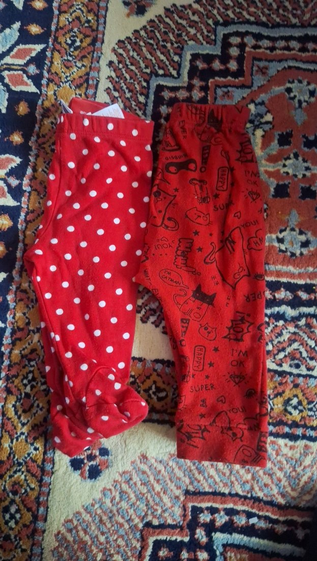 Kız Çocuk Kırmızı Desenli Tayt Seti - Görsel 2