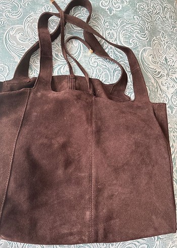 Kahverengi Süet Kadın Omuz Çantası - Görsel 3