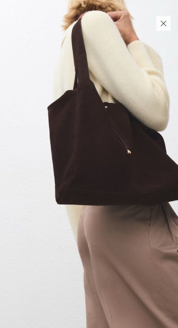 Kahverengi Süet Kadın Omuz Çantası - Görsel 2