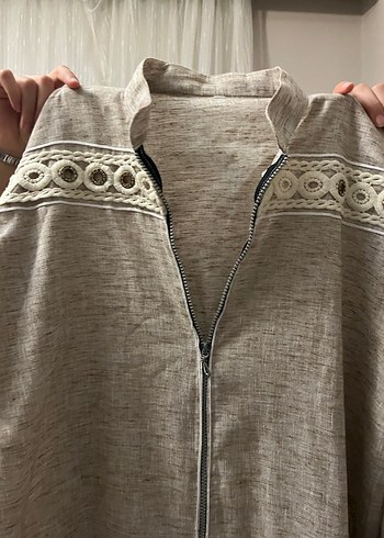 Bej Uzun Kollu Bohem Kadın Elbisesi - Görsel 2