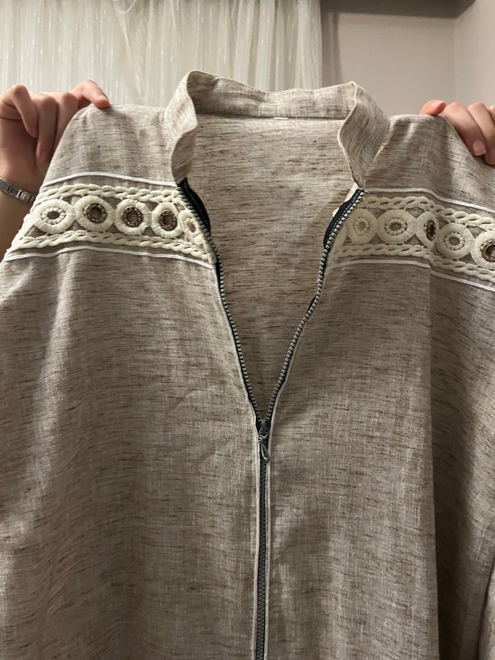 Bej Uzun Kollu Bohem Kadın Elbisesi - Görsel 2