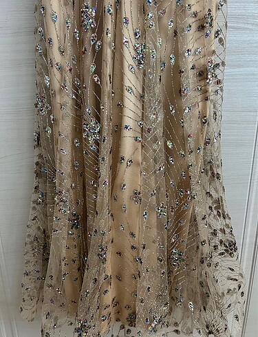 xl Beden gold abiye elbise