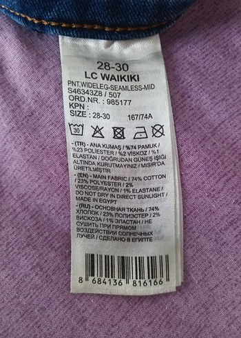 30 Beden lacivert Renk Kot pantolon, jean