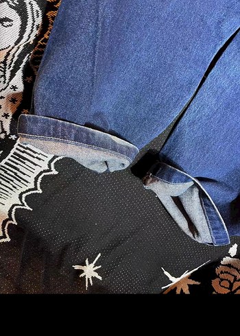 diğer Beden lacivert Renk Navy Midi Boyfriend Kesim Kadın Kot Pantolon
