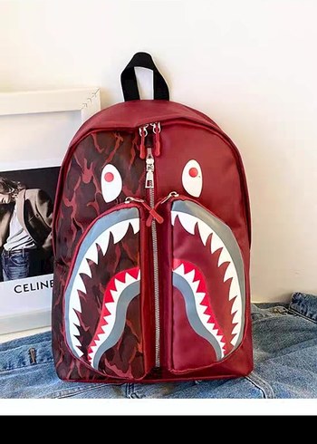 hiphop shark desenli sırt Çantası - Görsel 3