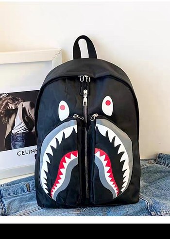 hiphop shark desenli sırt Çantası - Görsel 2