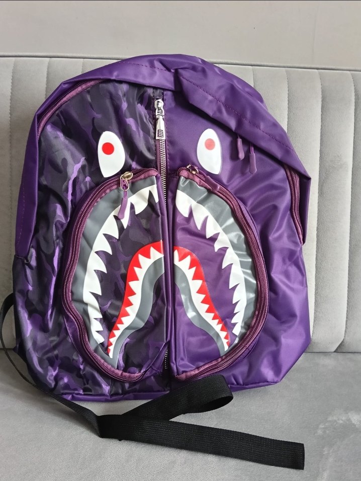 hiphop shark desenli sırt Çantası - Görsel 4