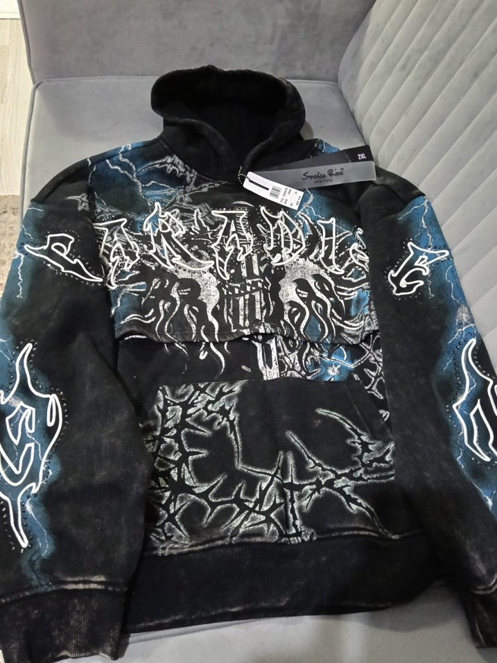 Siyah Baskılı Erkek Kısa Kollu Oversize Sweatshirt - Görsel 2