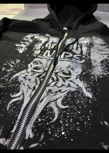 Fermuarlı Kapüşonlu Siyah Gotik Sweatshirt - Görsel 4