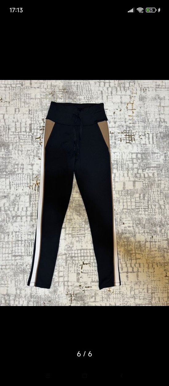 Siyah Çizgili Esnek Spor Tayt - Görsel 3