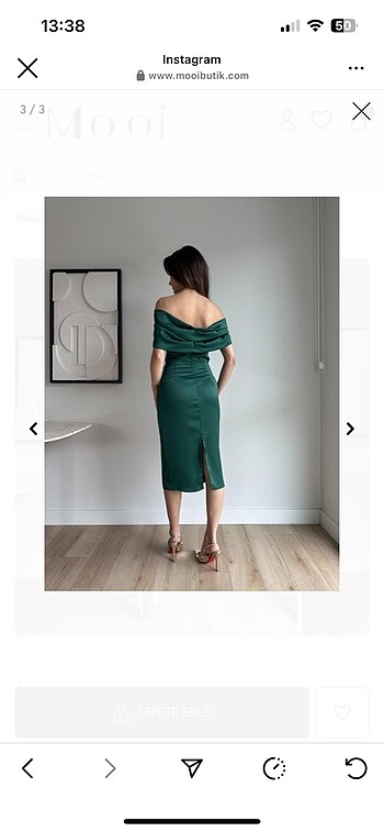 m Beden yeşil Renk Mooi butik zümrüt yeşil elbise
