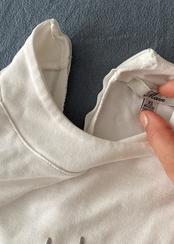 xs Beden Beyaz Baskılı Uzun Kollu Kadın Sweatshirt