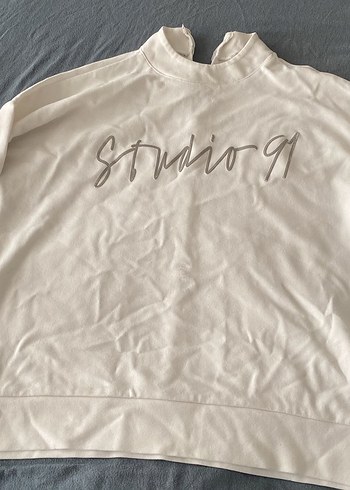 Beyaz Baskılı Uzun Kollu Kadın Sweatshirt