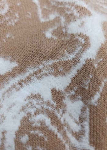 Bej Bağlama Desenli Örgü Kadın Kazak - Görsel 4