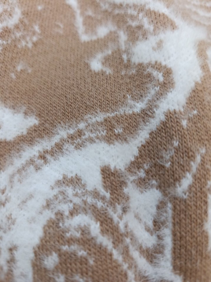 Bej Bağlama Desenli Örgü Kadın Kazak - Görsel 4