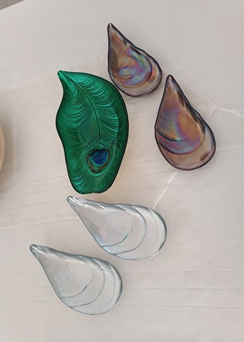 Turkuaz Bohem Yaprak ve Damla Tabaklar - Görsel 5