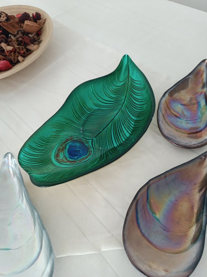 Turkuaz Bohem Yaprak ve Damla Tabaklar - Görsel 2