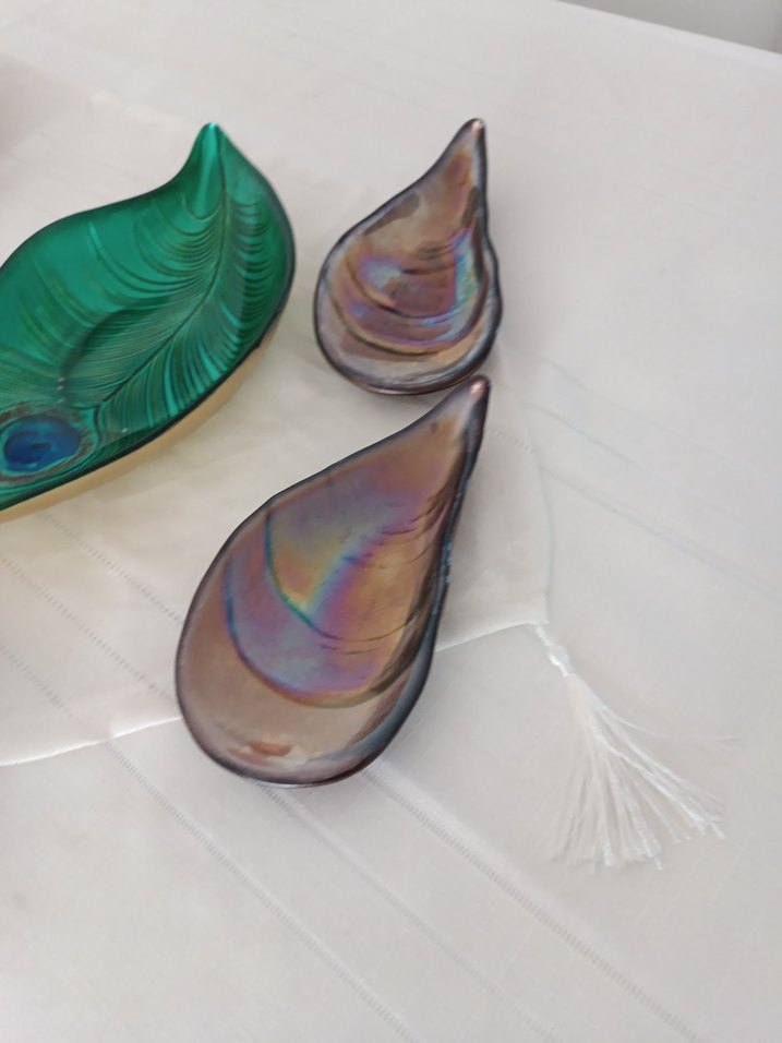 Turkuaz Bohem Yaprak ve Damla Tabaklar - Görsel 3