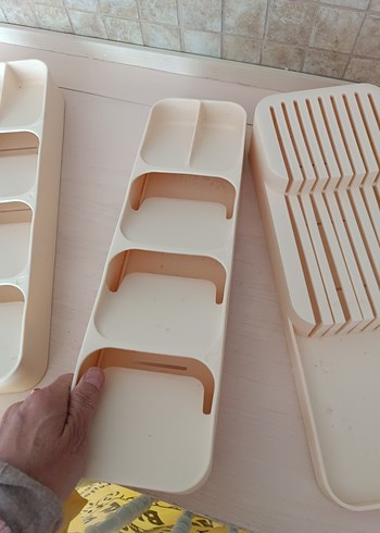 Bej Çok Bölmeli Çatal Kaşık bıçak düzenleyici - Görsel 8