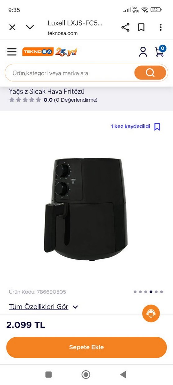 Yağsız Sıcak Hava Fritözü Siyah airfray - Görsel 3