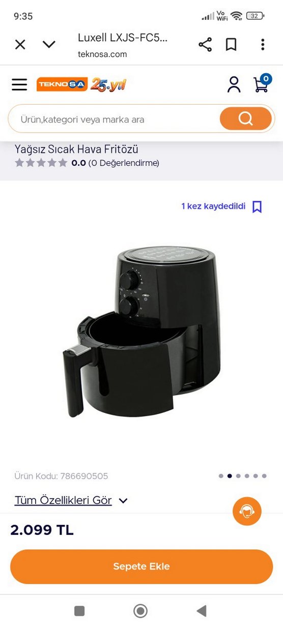 Yağsız Sıcak Hava Fritözü Siyah airfray - Görsel 2