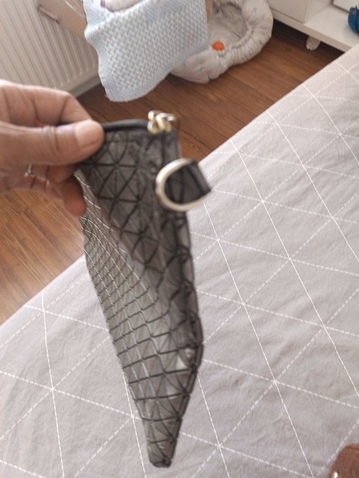 Gri Minimalist Baskılı Fermuarlı Kadın Portföy Çanta - Görsel 5