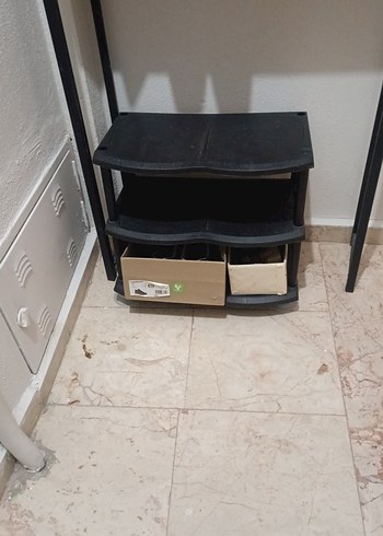  Beden 3 Katlı Siyah Plastik Ayakkabılık