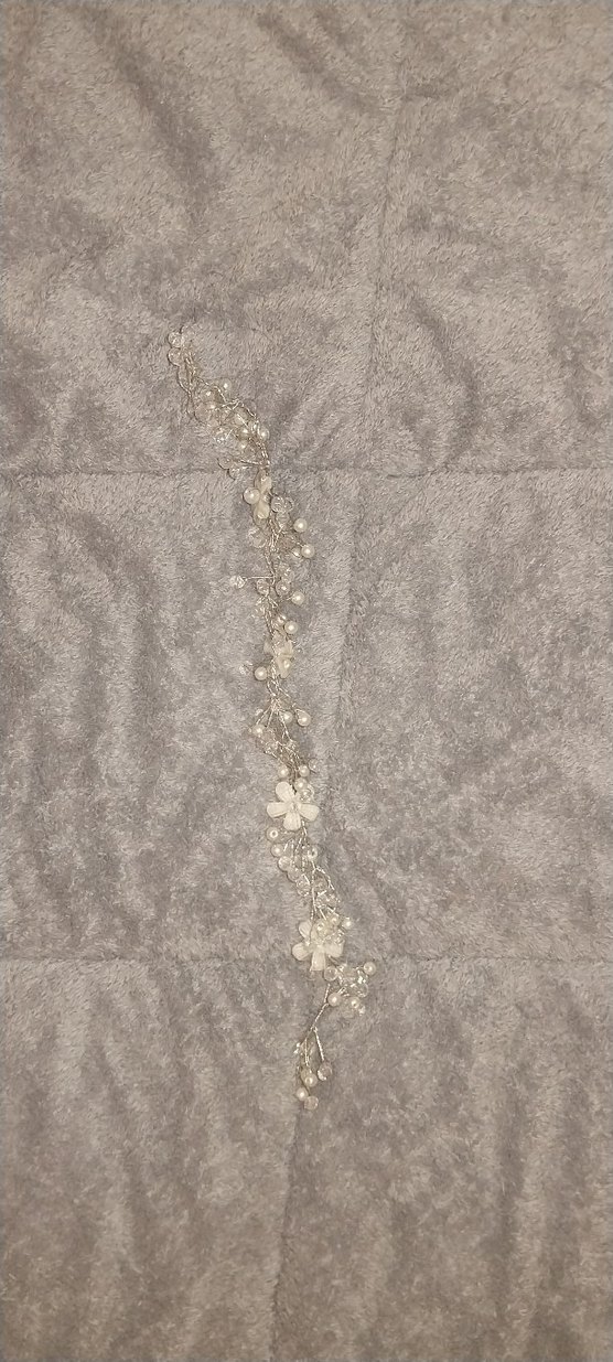 Beyaz Boncuklu Cam Saç Aksesuarı - Görsel 2