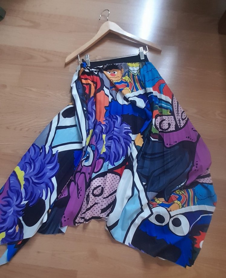 Renkli Baskılı Pilili Uzun Etek - Görsel 2