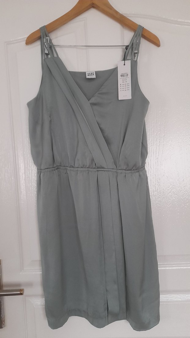 Su YesiliV Yaka Saten Elbise - Görsel 2