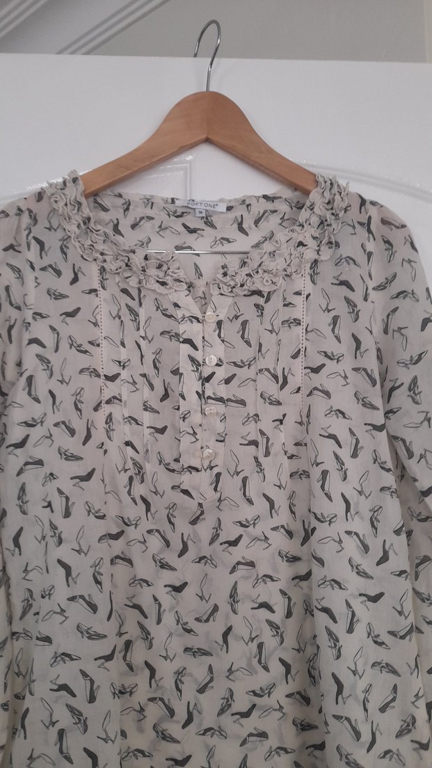 Uzun Kollu Düğmeli Bohem Kadın Bluz - Görsel 2